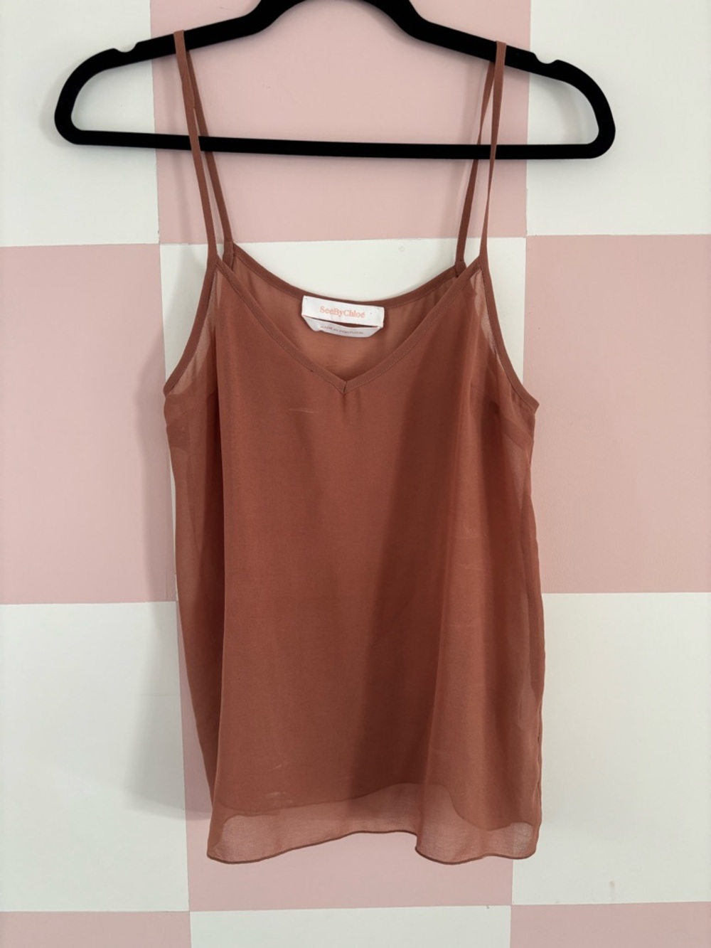 See By Chloe Terracotta Sheer Cami